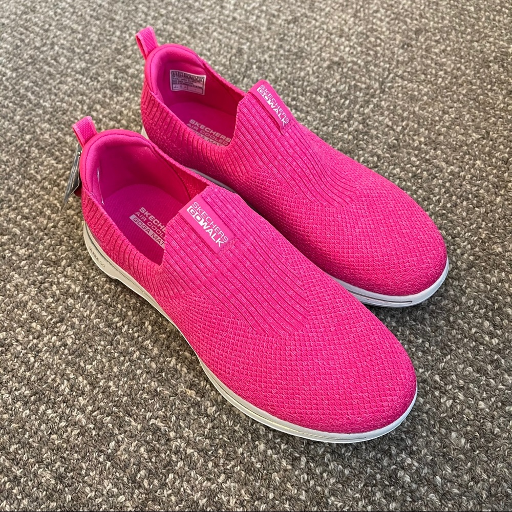 Skechers Slip-On GOwalk Hot Pink Knit Sneakers